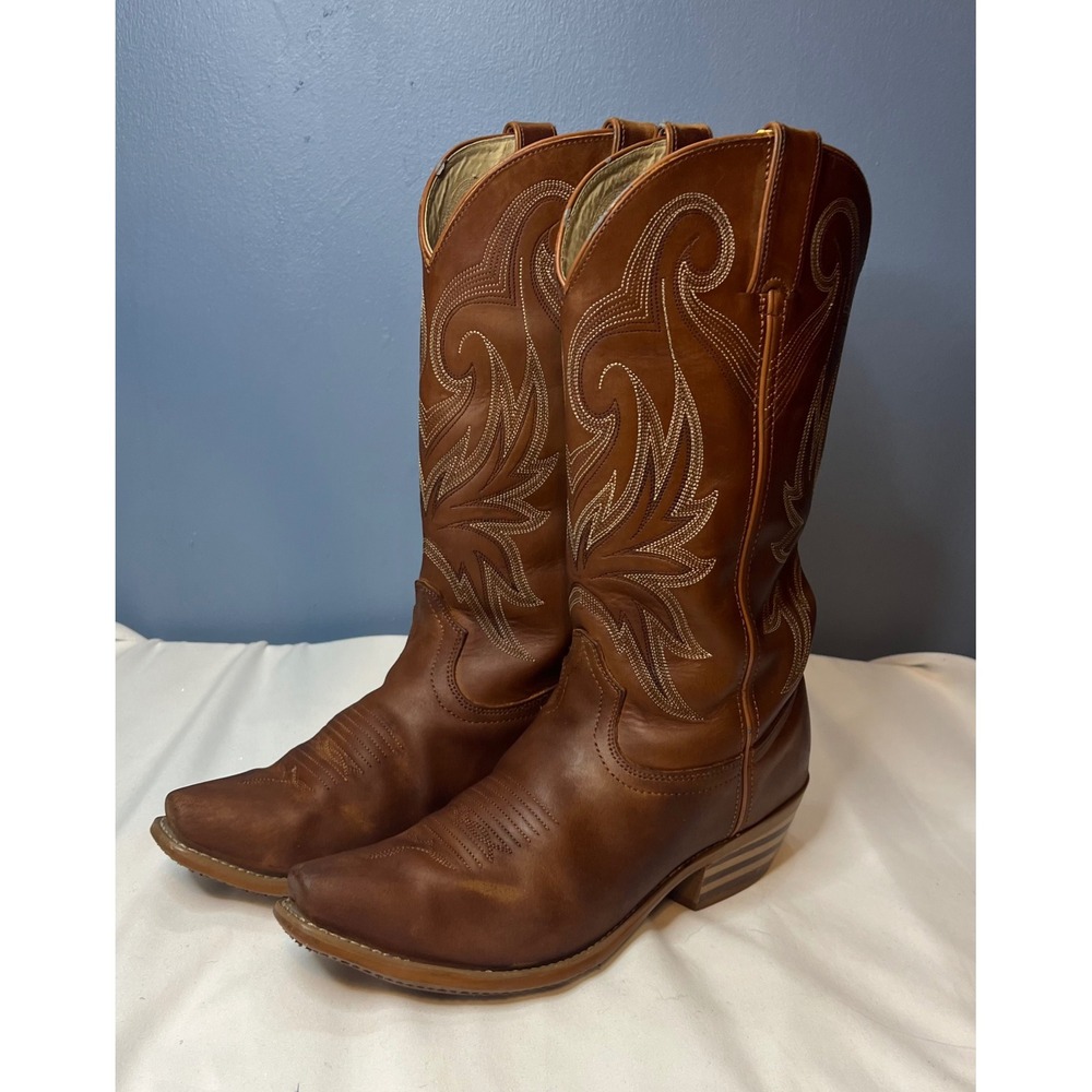 Y2K Durango Western Cowboy Boots Womens 8.5 M Brown Leather Embroidered RD4402